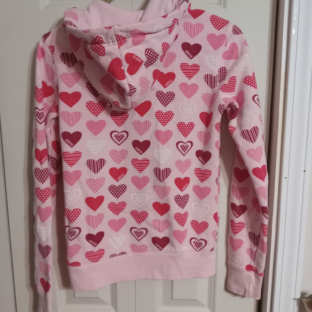 Pink Heart Patterned Zip-Up Hoodie - Picture 2 of 3